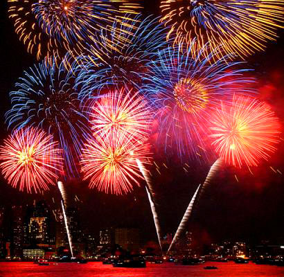 Fireworks exploding in the night sky