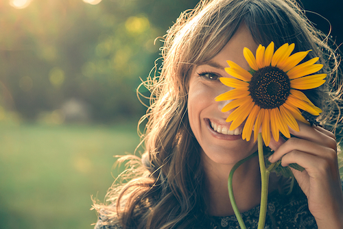 Woman with sunflower