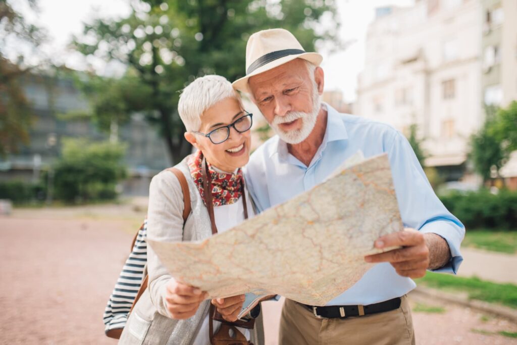 Couple looking at a map