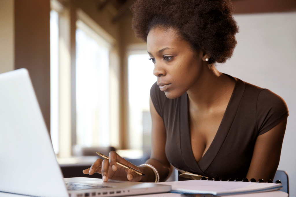 woman using laptop